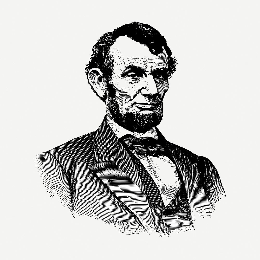 Abraham Lincoln collage element, vintage illustration psd. Free public domain CC0 image.
