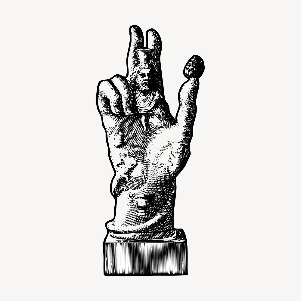 Roman hand sculpture clipart, vintage illustration vector. Free public domain CC0 image.