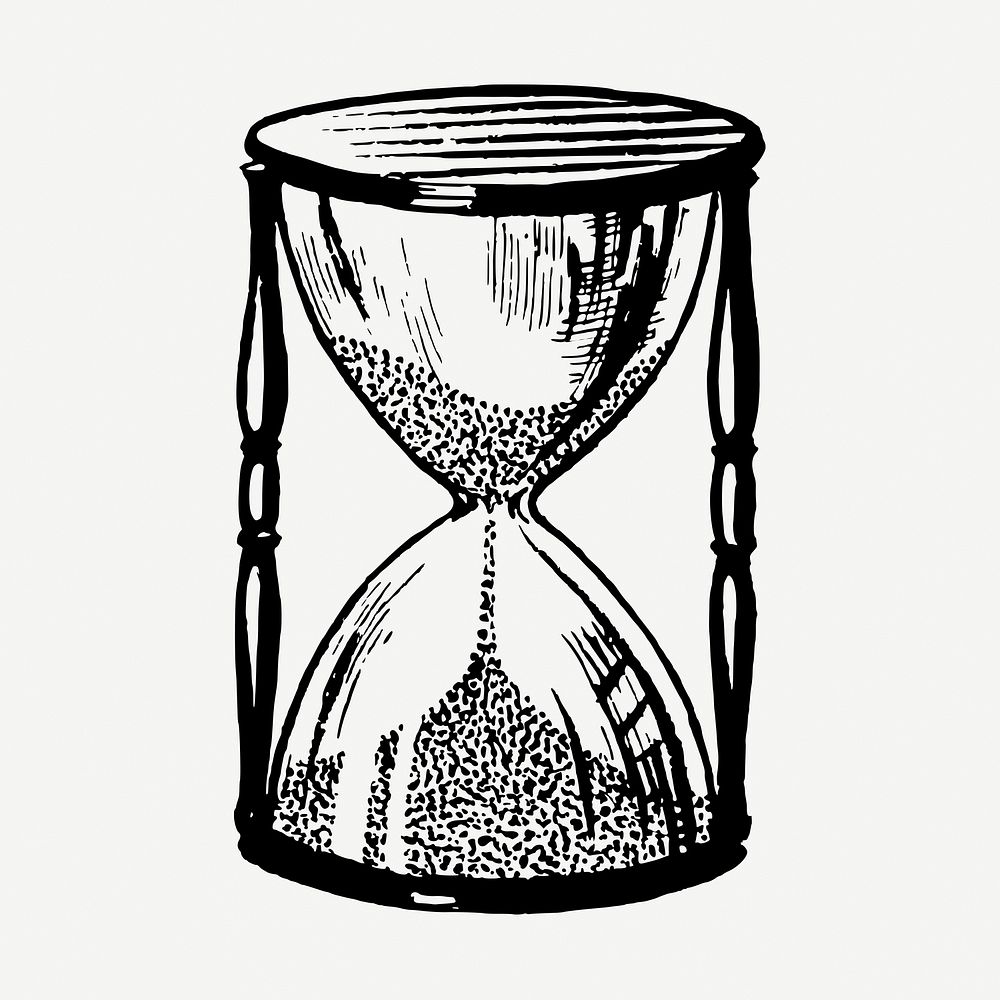 Sand hourglass drawing, vintage illustration psd. Free public domain CC0 image.