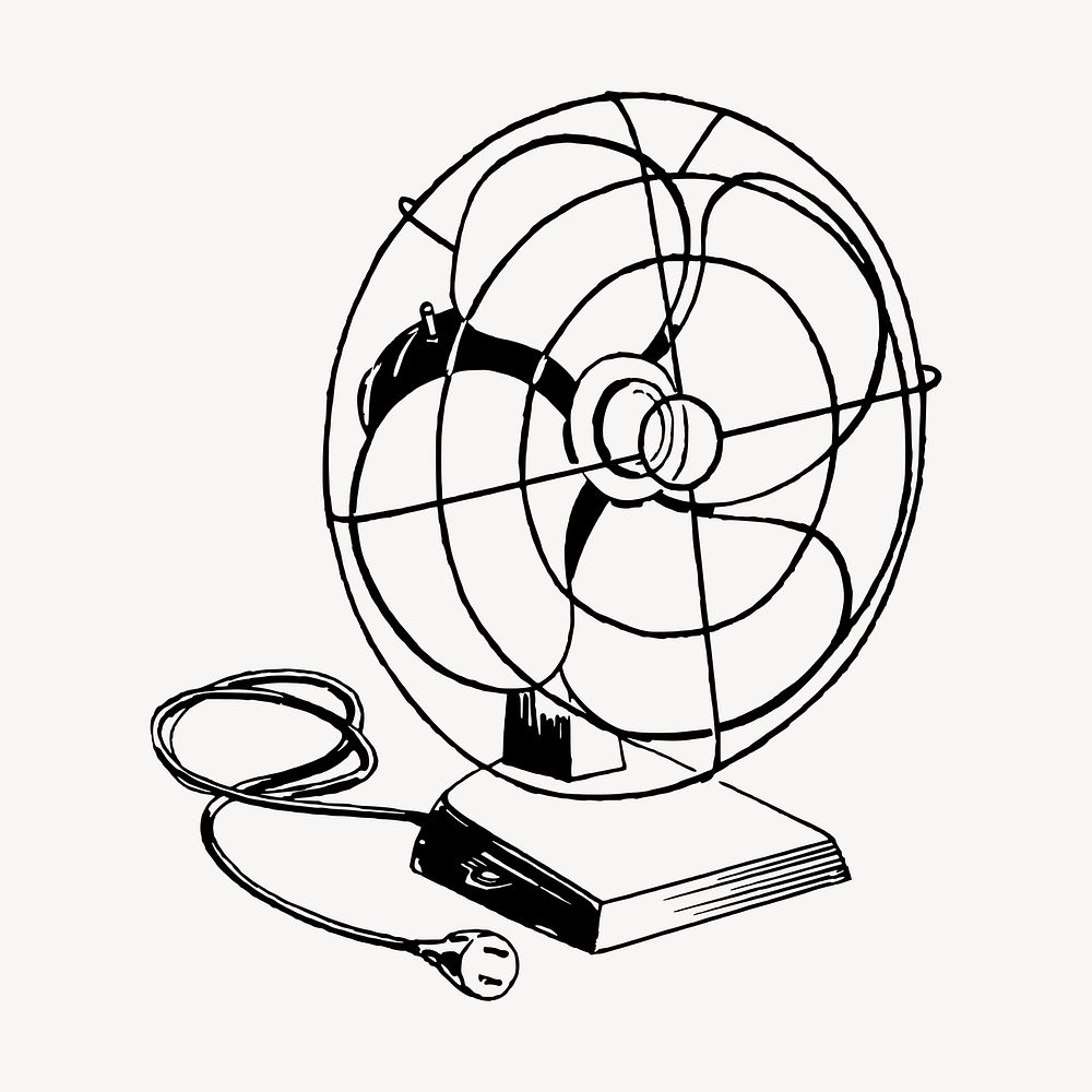 Electric fan clipart, vintage illustration vector. Free public domain CC0 image.