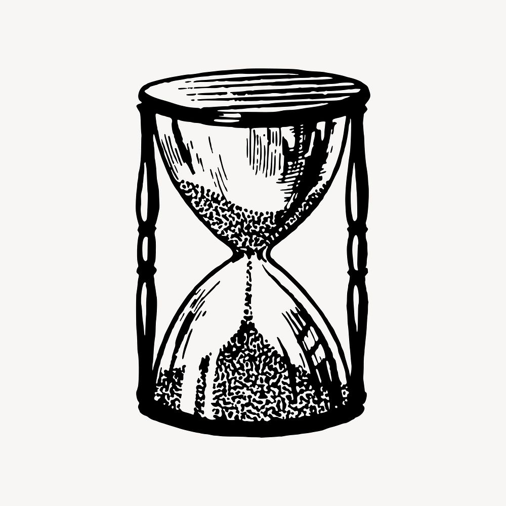 Hourglass drawing, vintage hand drawn illustration vector. Free public domain CC0 image.