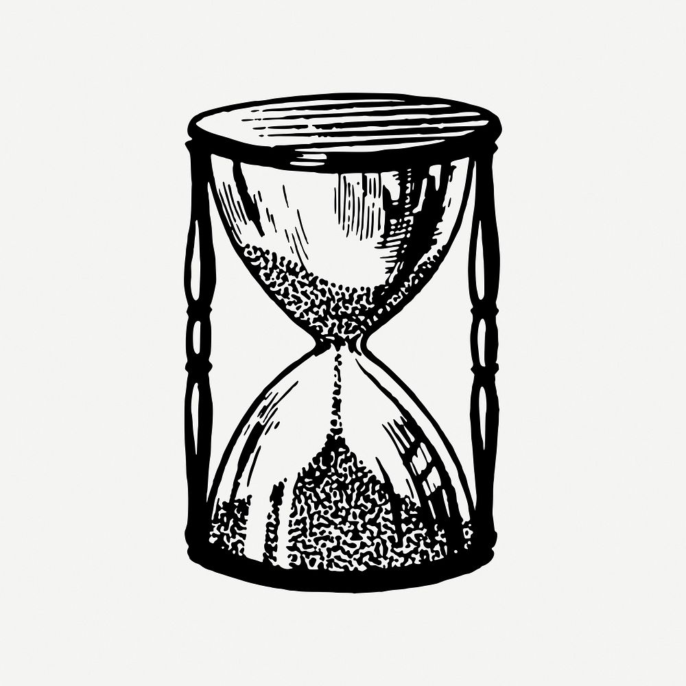 Hourglass illustration, vintage object drawing psd. Free public domain CC0 image.