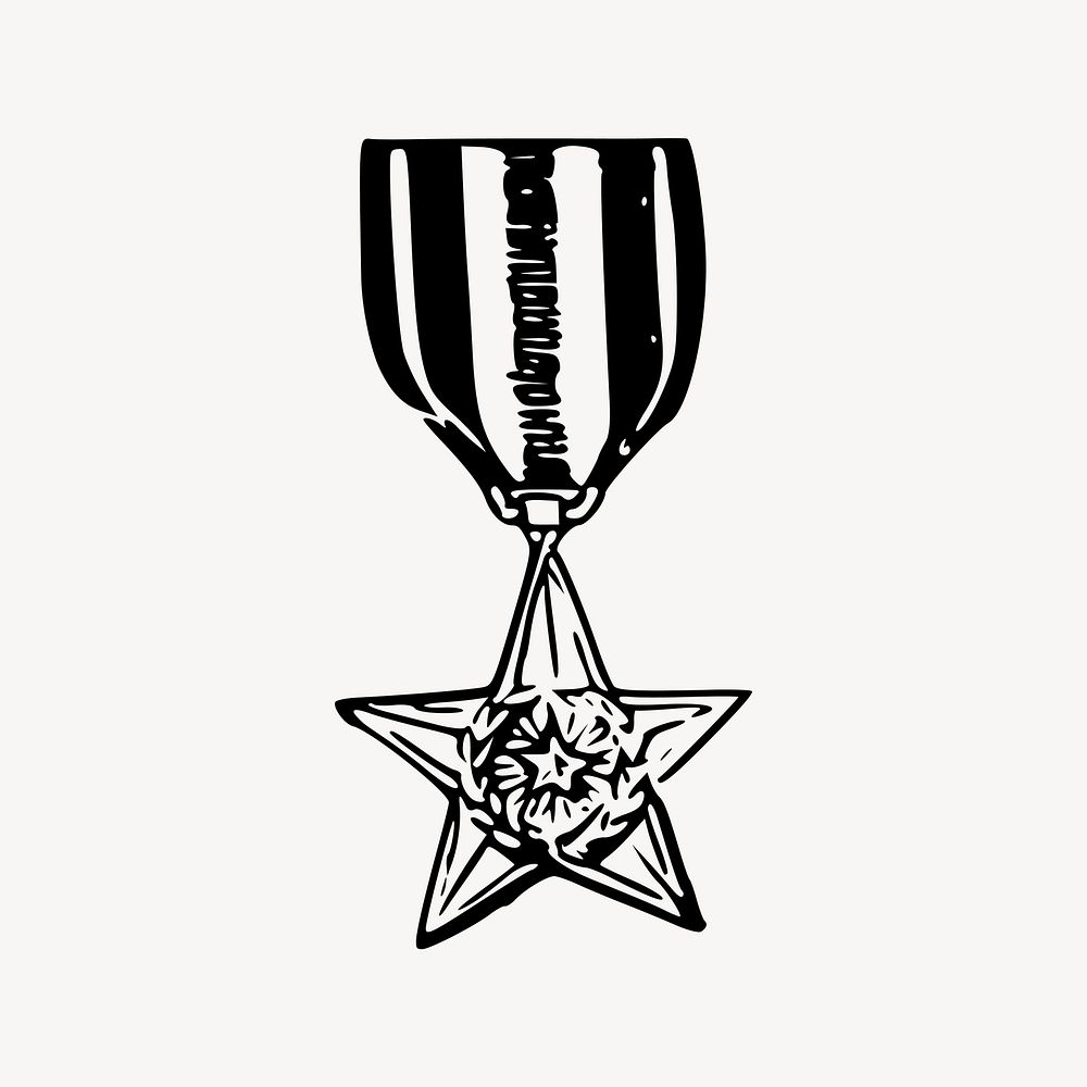 Honorary medal drawing, vintage illustration vector. Free public domain CC0 image.