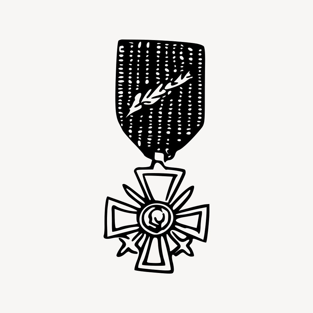 Honorary medal drawing, vintage hand drawn illustration vector. Free public domain CC0 image.