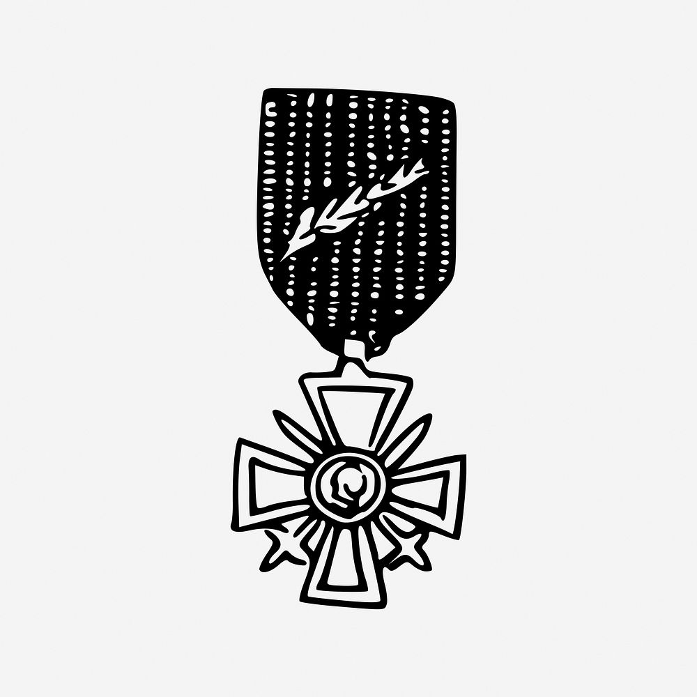Vintage honorary medal hand drawn illustration. Free public domain CC0 image.