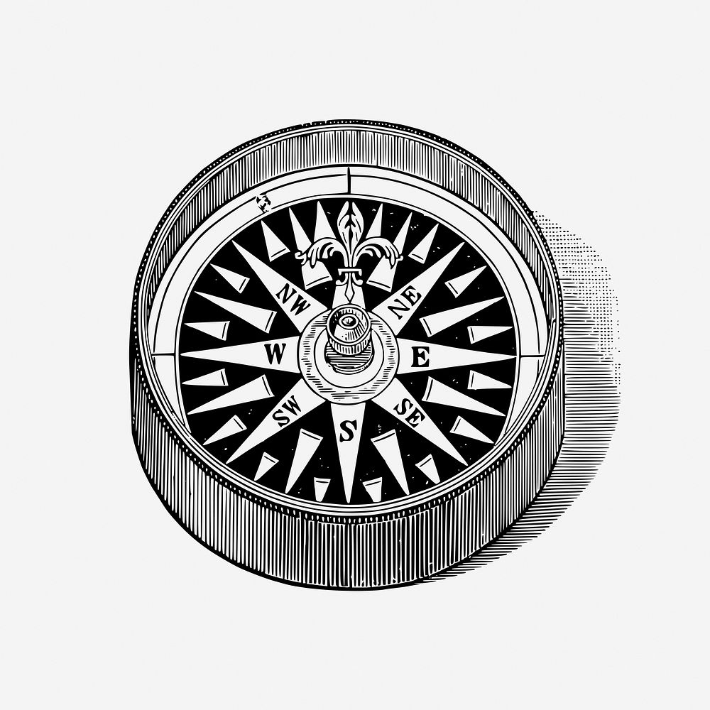 Compass, vintage object illustration. Free public domain CC0 image.