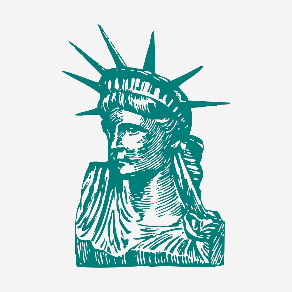 Statue of Liberty clipart, famous landmark in New York illustration. Free public domain CC0 image.