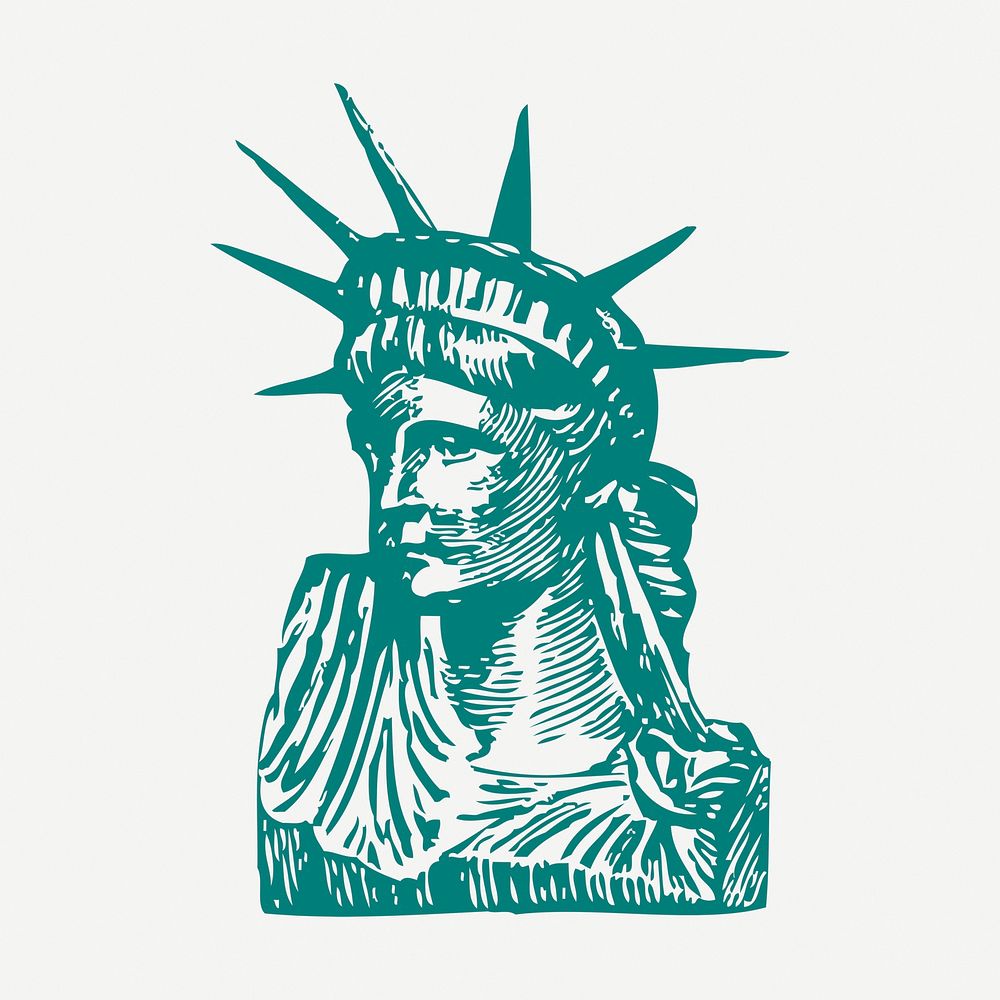 Statue of Liberty clipart, famous landmark in New York illustration psd. Free public domain CC0 image.