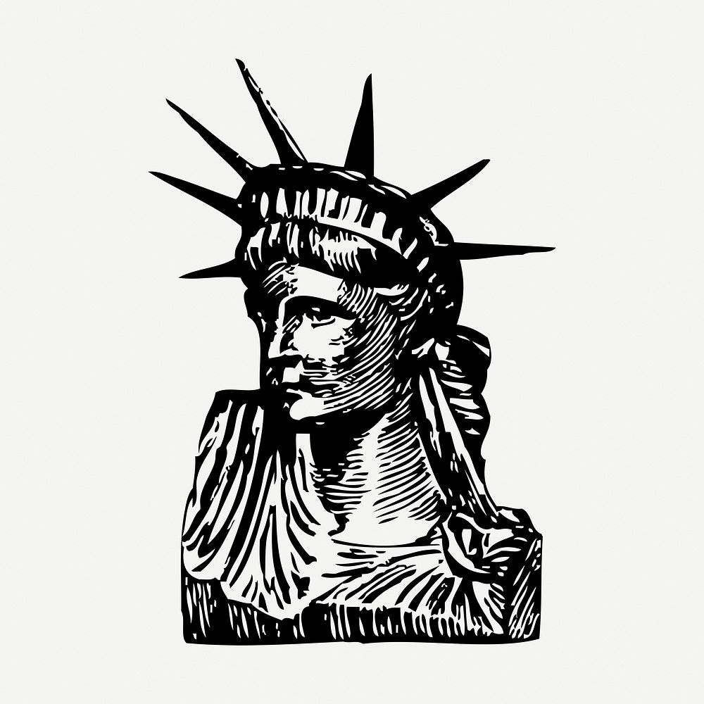 Statue of Liberty drawing, famous hand drawn in New York illustration psd. Free public domain CC0 image.