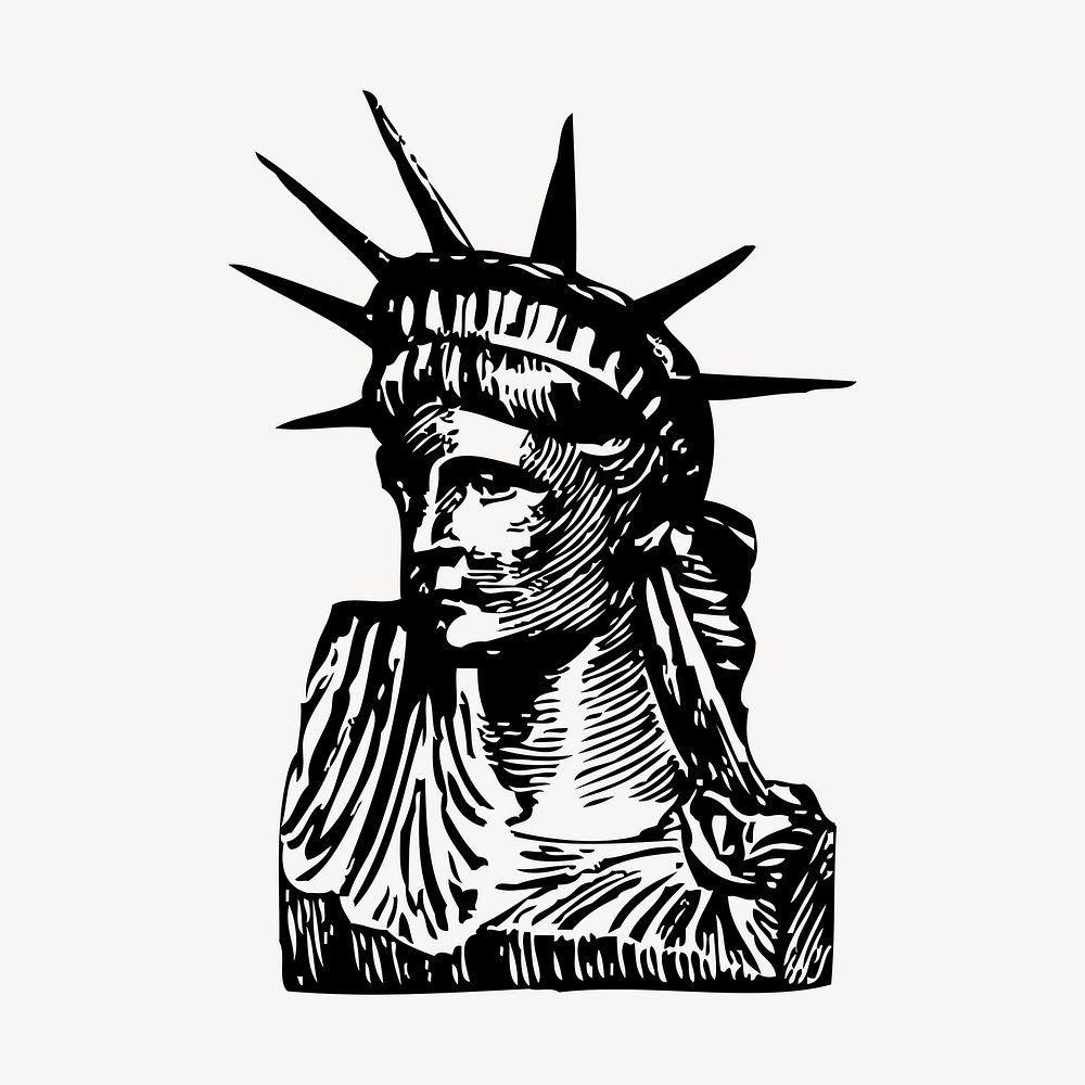 Statue of Liberty drawing, famous hand drawn in New York illustration vector. Free public domain CC0 image.