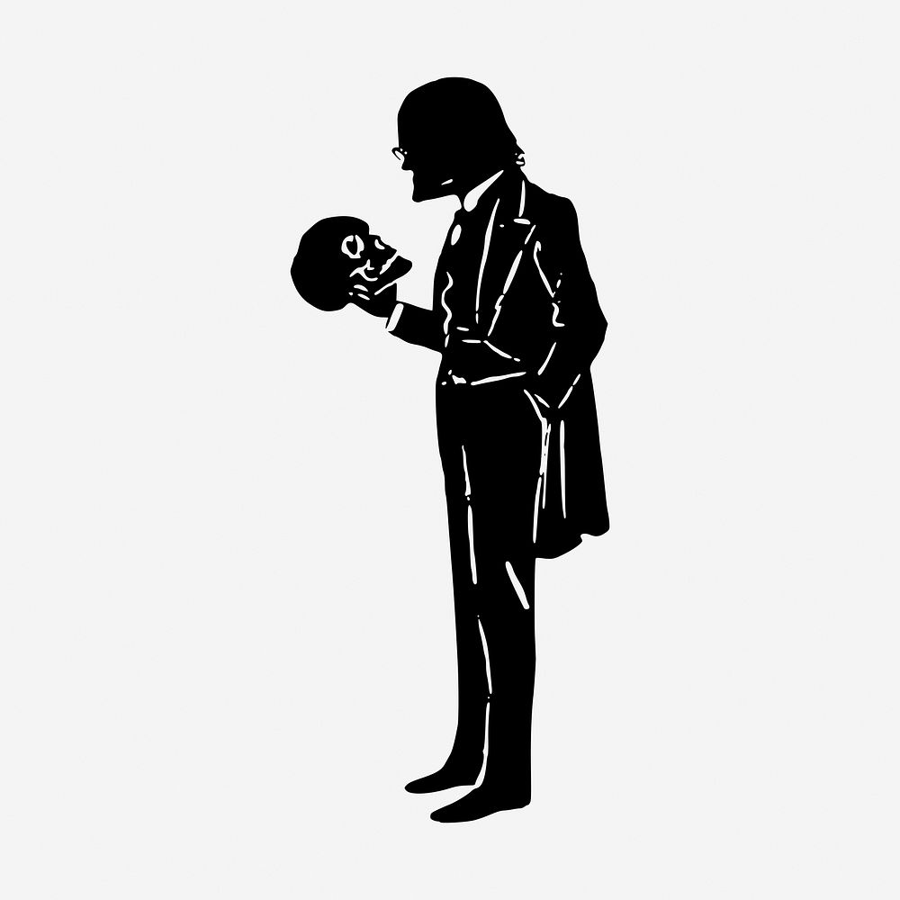 Man holding skull silhouette clipart. Free public domain CC0 image.
