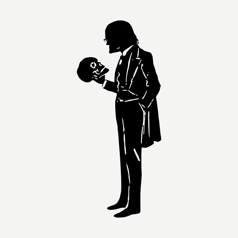 Man holding skull silhouette clipart psd. Free public domain CC0 image.