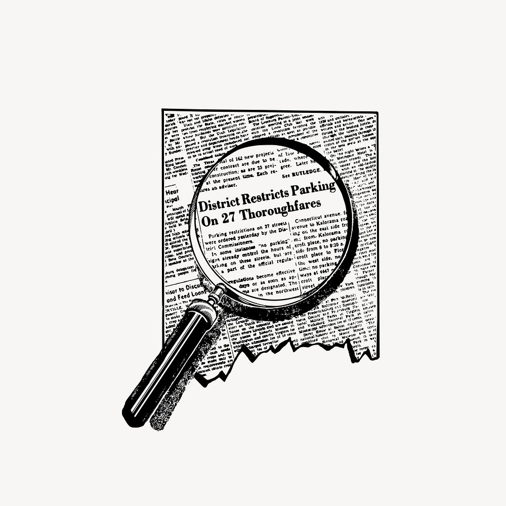 Magnifying glass drawing clipart, vintage illustration vector. Free public domain CC0 image.