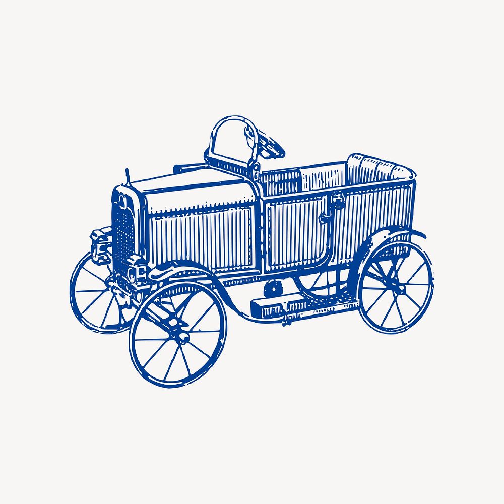 Victorian electric car clipart, vehicle illustration vector. Free public domain CC0 image.