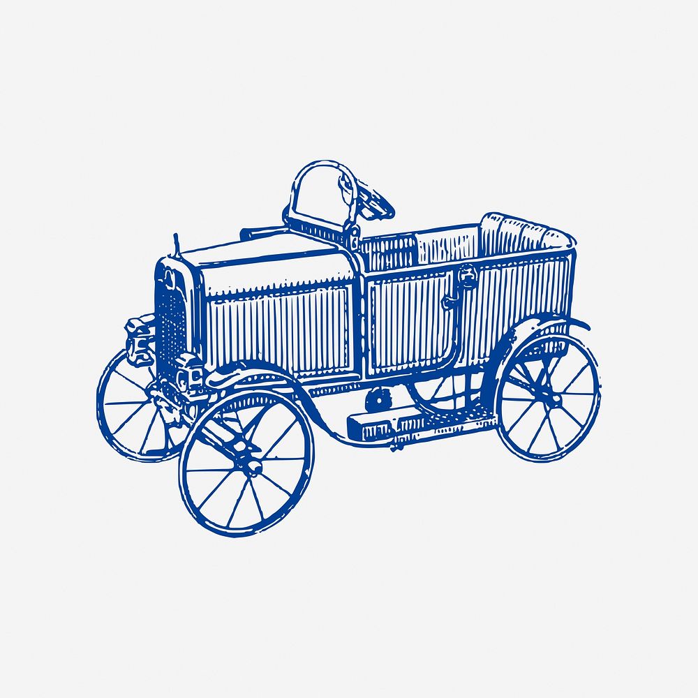 Victorian electric car clipart, vehicle illustration. Free public domain CC0 image.