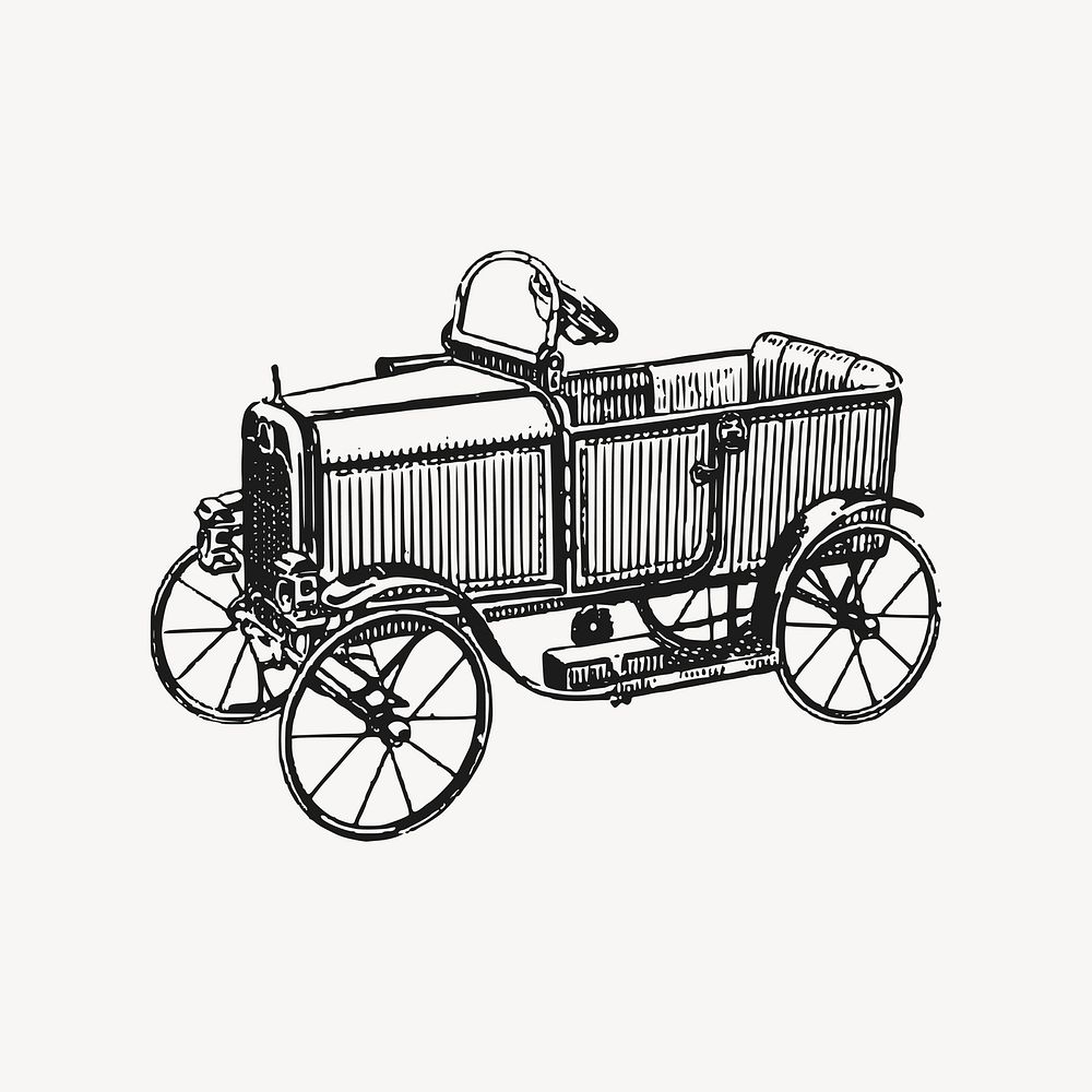 Victorian electric car drawing clipart, vehicle illustration vector. Free public domain CC0 image.