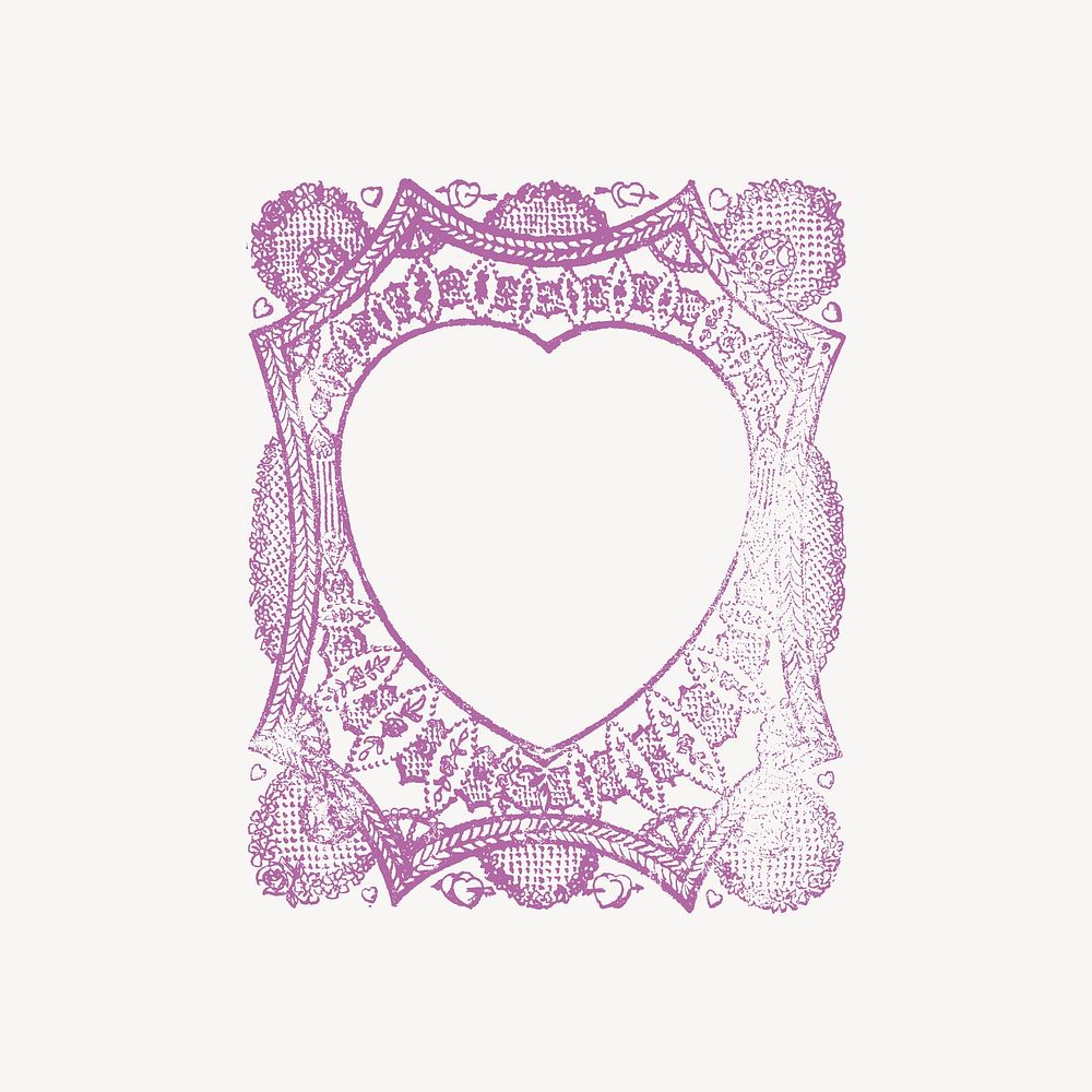 Aesthetic heart frame, vintage illustration vector. Free public domain CC0 image.