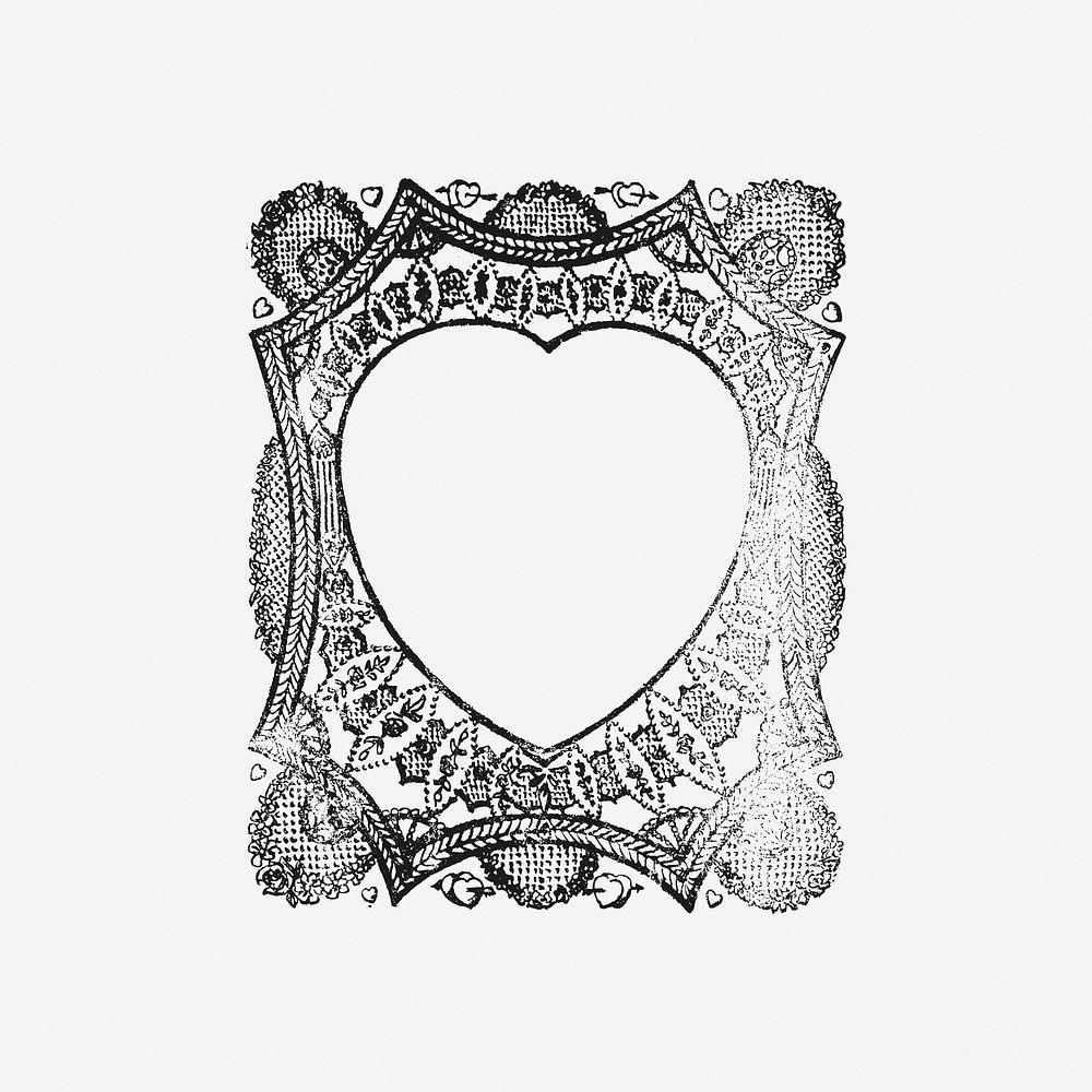 Vintage heart frame hand drawn illustration. Free public domain CC0 image.