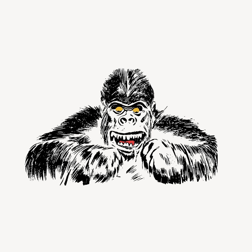 Gorilla clipart, vintage animal, wildlife | Free Vector - rawpixel