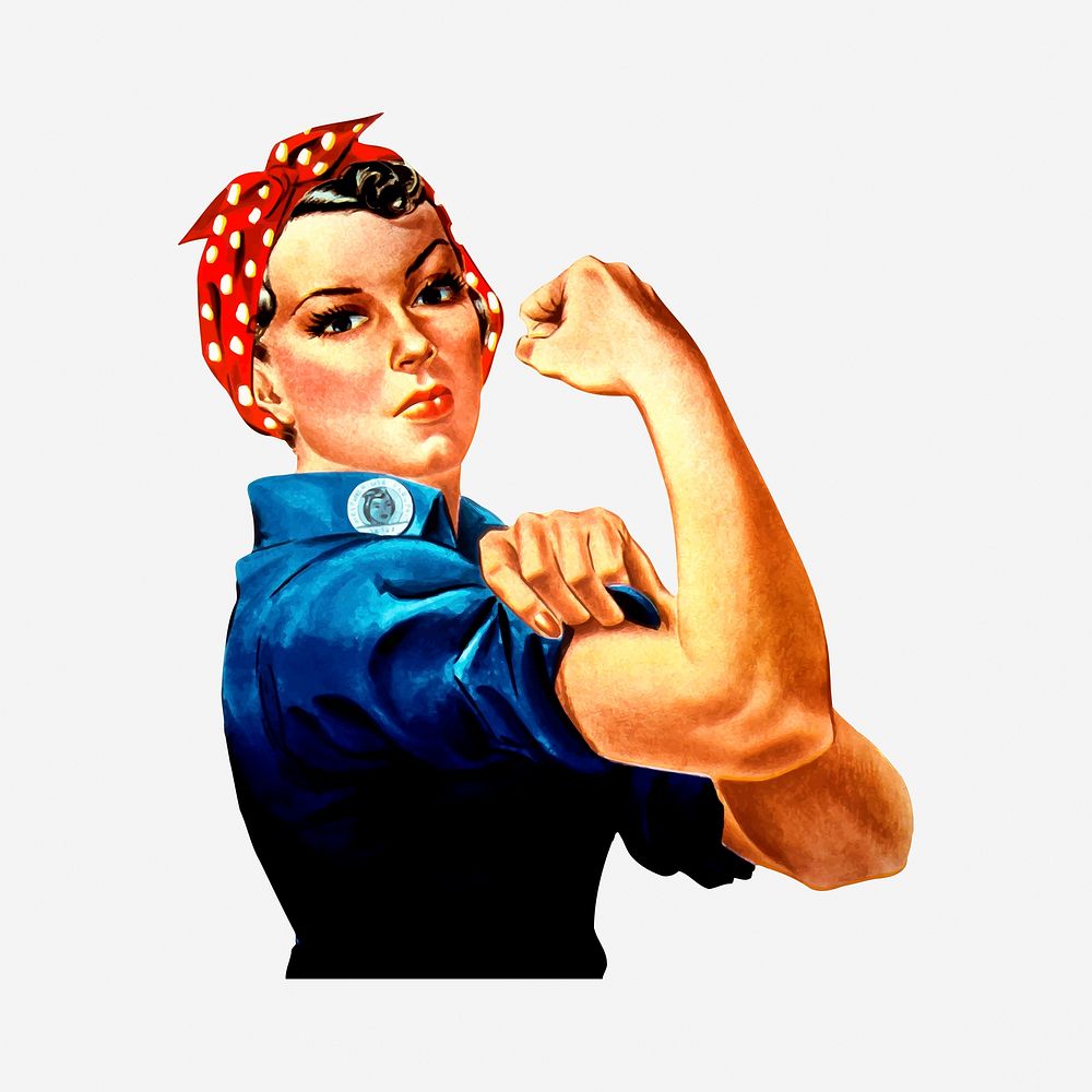 Women empowerment, woman flexing muscle, Rosie Riveter portrait. Free public domain CC0 image.