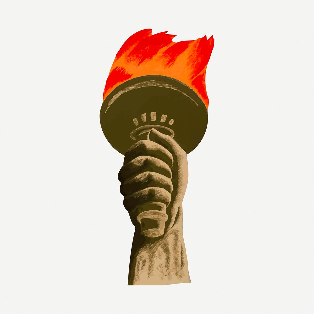 Democracy torch design element, vintage illustration psd. Free public domain CC0 image.