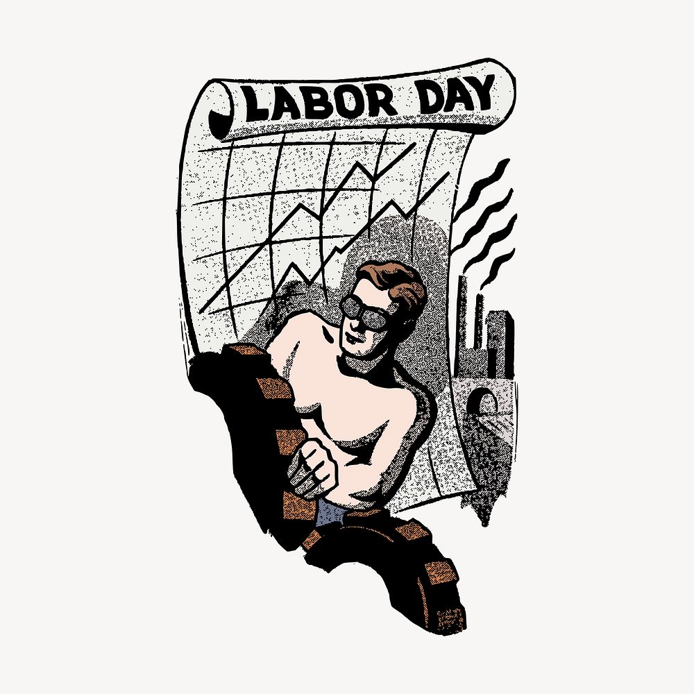 Labor Day clipart, vintage illustration vector. Free public domain CC0 image.