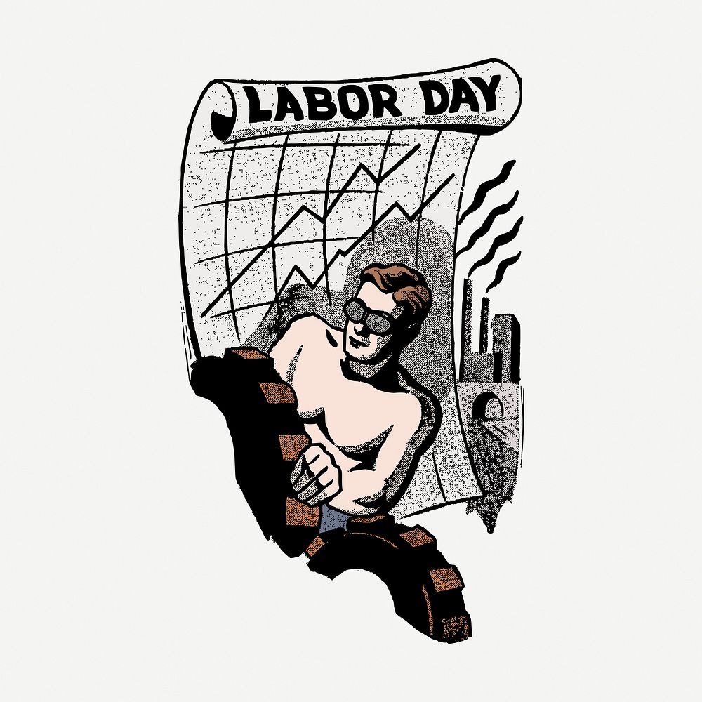 Labor Day clipart, vintage illustration psd. Free public domain CC0 image.