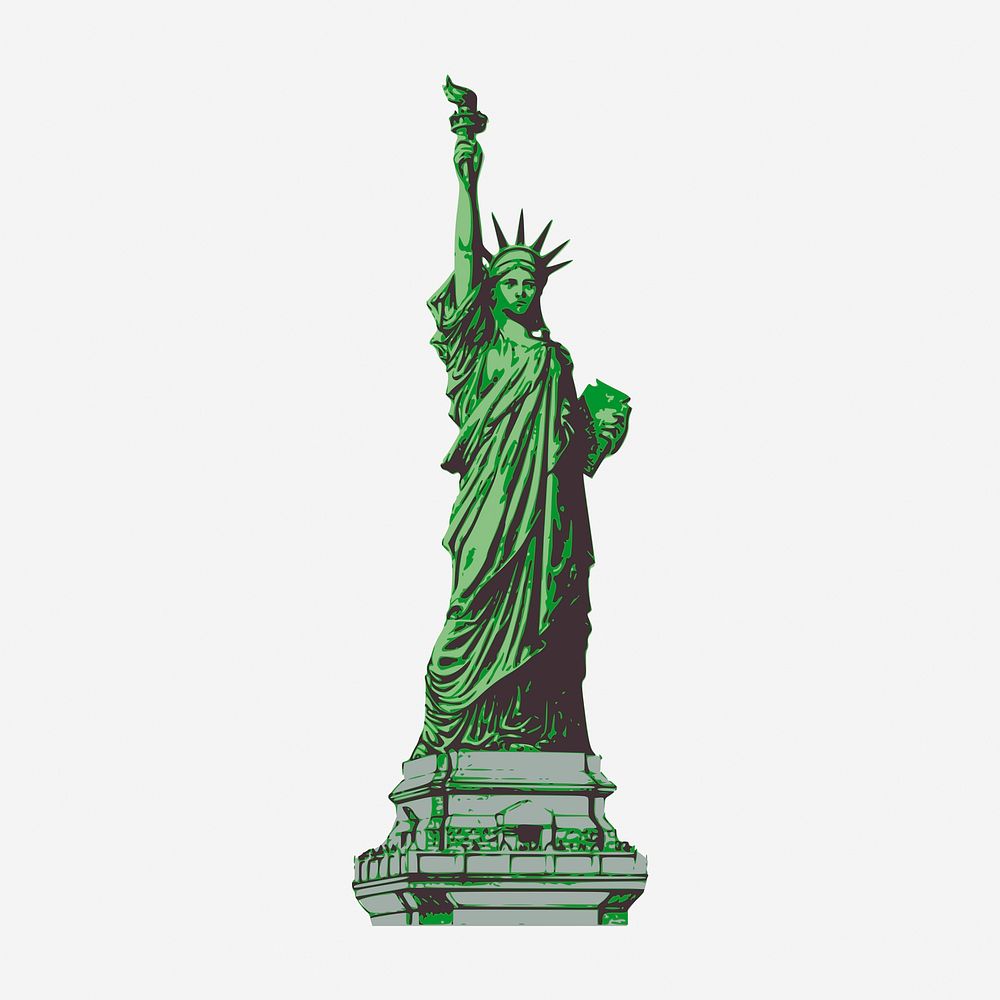 Statue of Liberty clipart, famous landmark in New York illustration. Free public domain CC0 image.