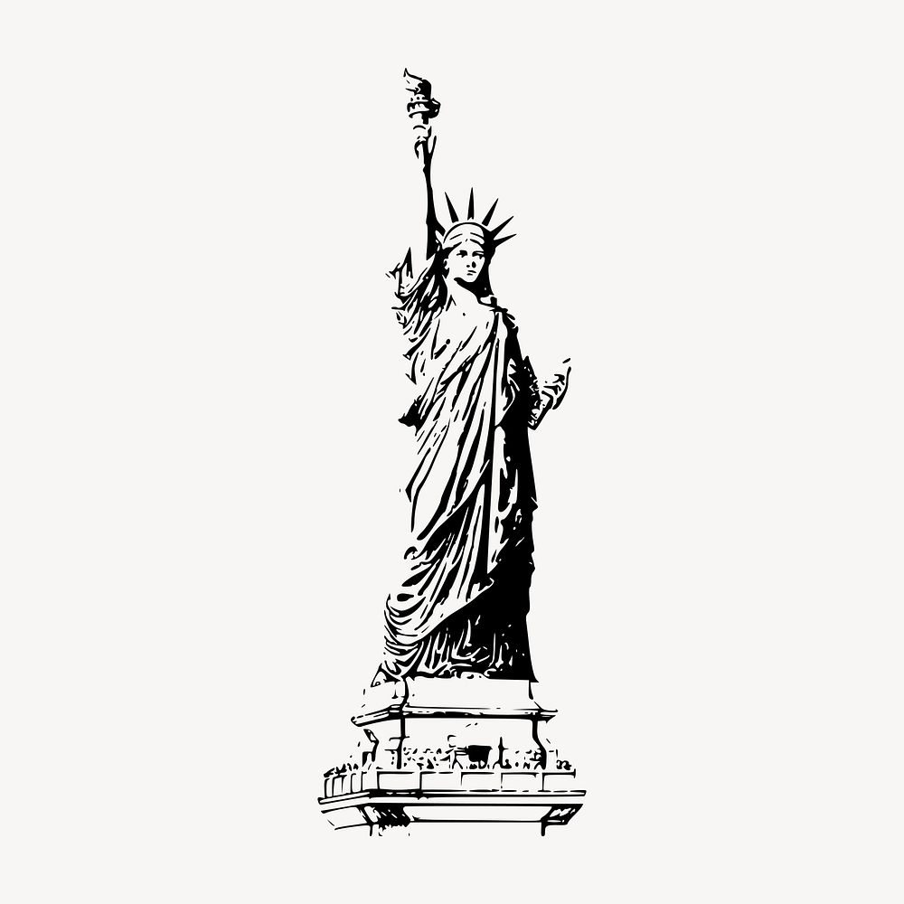 Statue of Liberty clipart, famous landmark in New York illustration vector. Free public domain CC0 image.