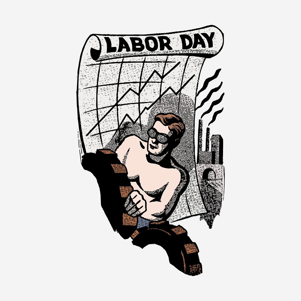 Labor Day clipart, vintage illustration. Free public domain CC0 image.