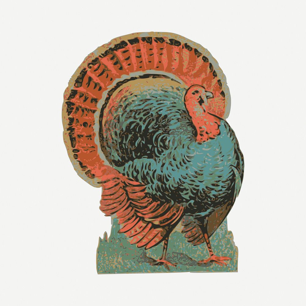 Turkey clipart, vintage bird illustration psd. Free public domain CC0 image.