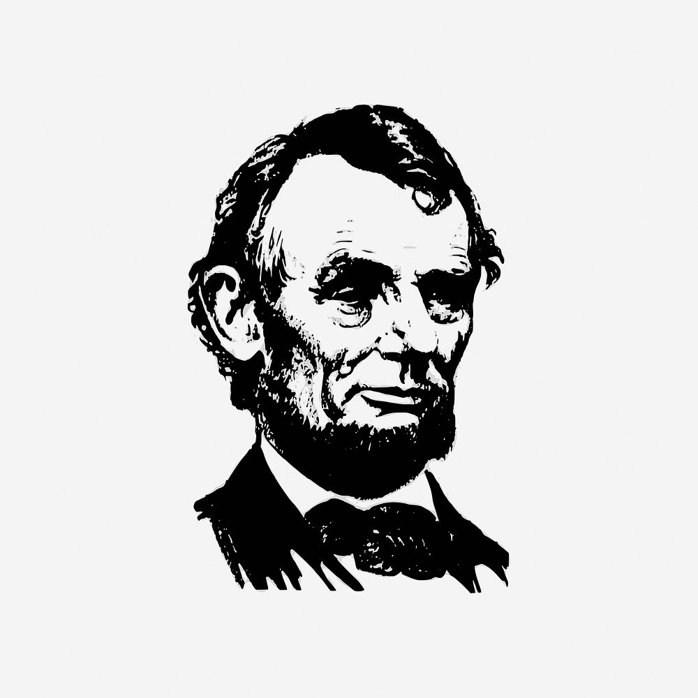 Abraham Lincoln portrait, US president illustration. Free public domain CC0 image.