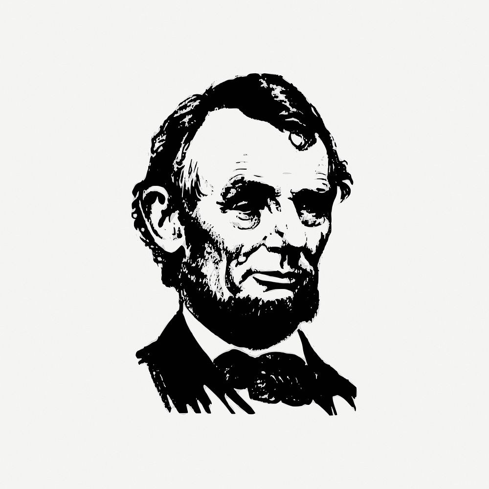 Abraham Lincoln portrait, US president drawing psd. Free public domain CC0 image.
