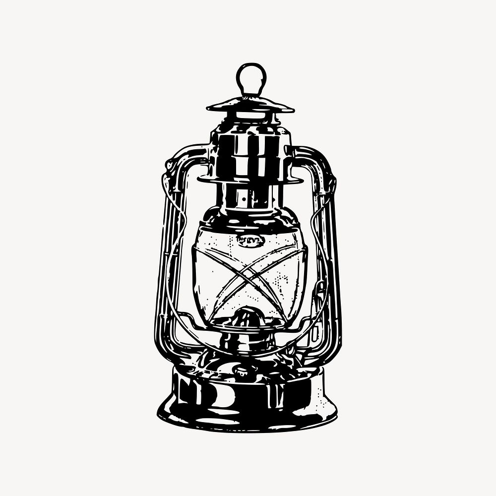 Kerosene lamp clipart, vintage illustration vector. Free public domain CC0 image.