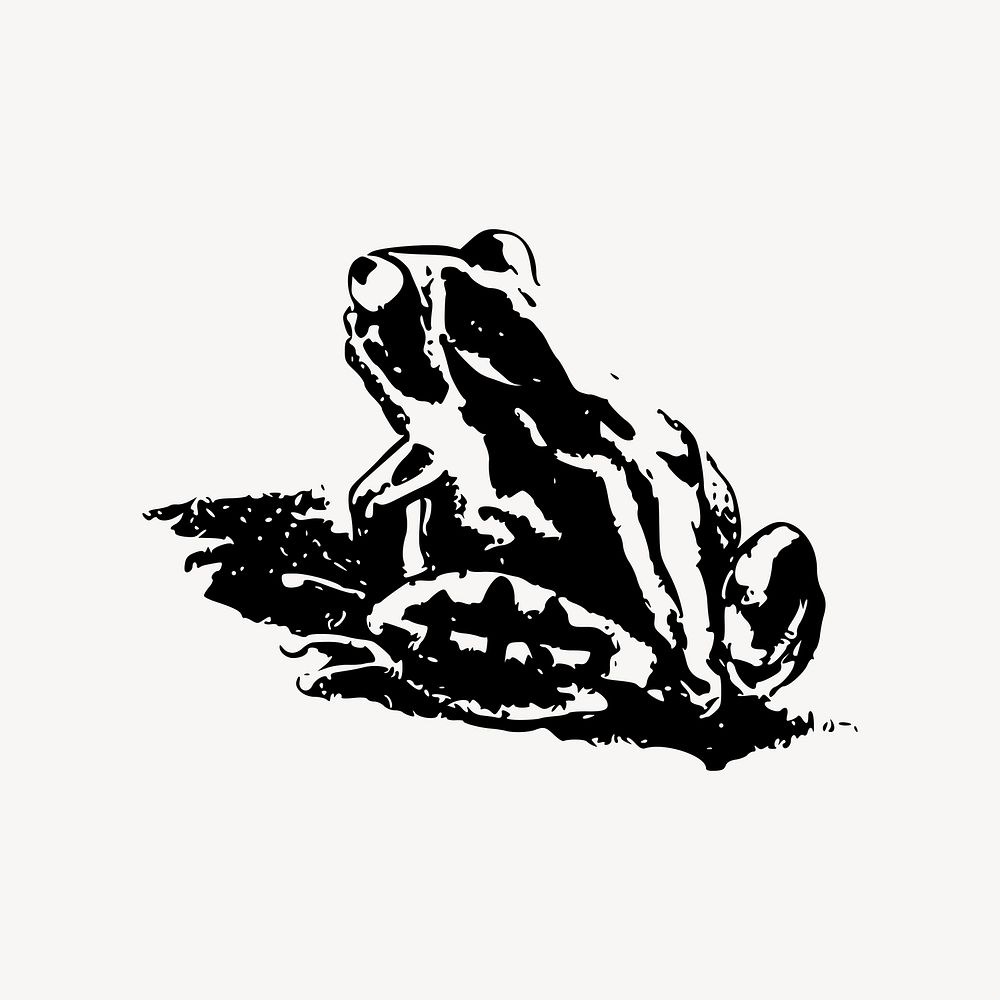 Vintage frog drawing, animal hand drawn illustration vector. Free public domain CC0 image.
