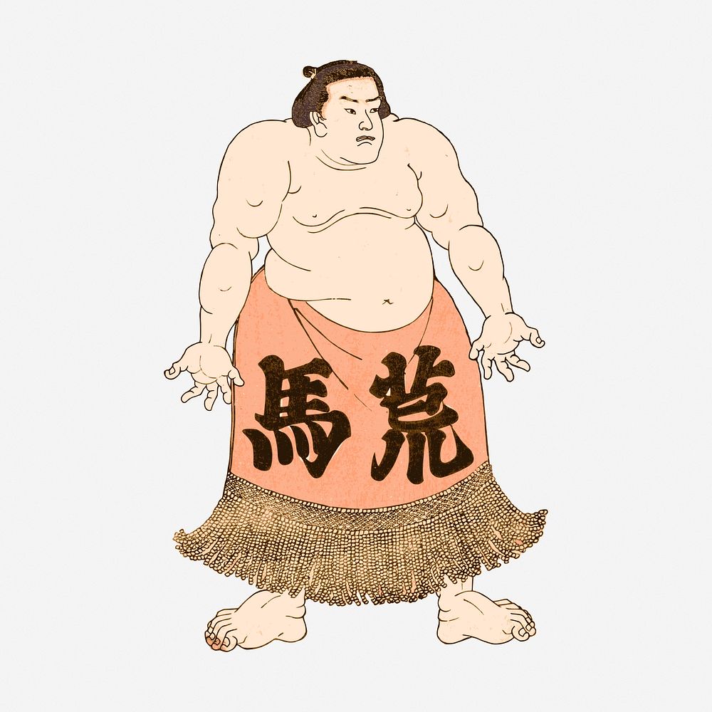 Sumo man, sports illustration. Free public domain CC0 image.