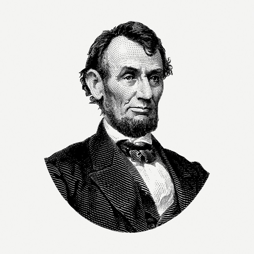 Abraham Lincoln drawing clipart, U.S president illustration psd. Free public domain CC0 image.