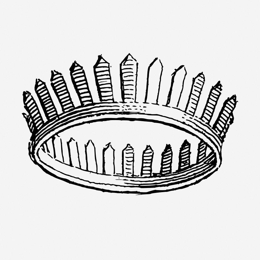 Queen crown hand drawn illustration. Free public domain CC0 image.