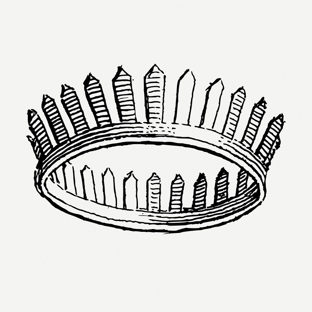 Queen crown drawing clipart, headwear illustration psd. Free public domain CC0 image.