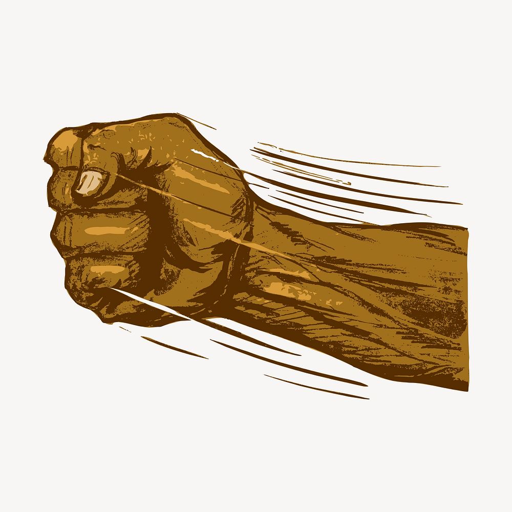 Fist punch clipart, fighting illustration vector. Free public domain CC0 image.