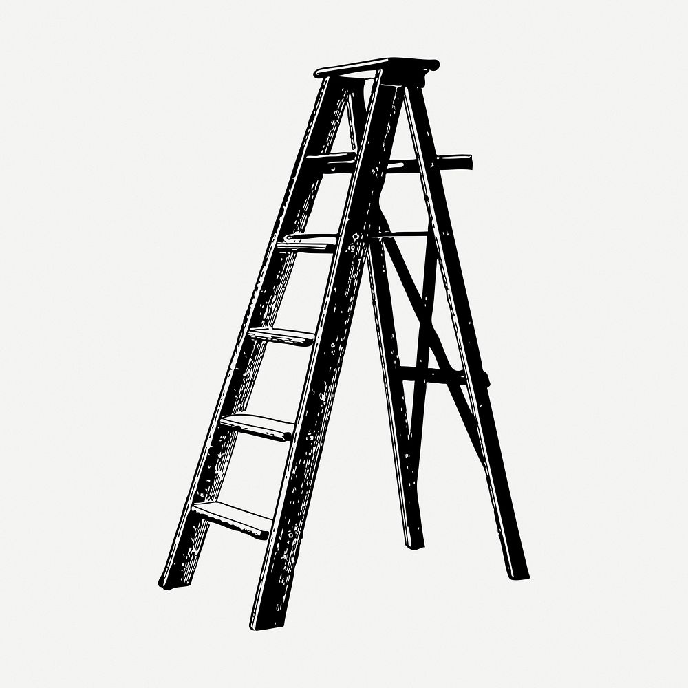 Ladder drawing clipart, equipment illustration psd. Free public domain CC0 image.