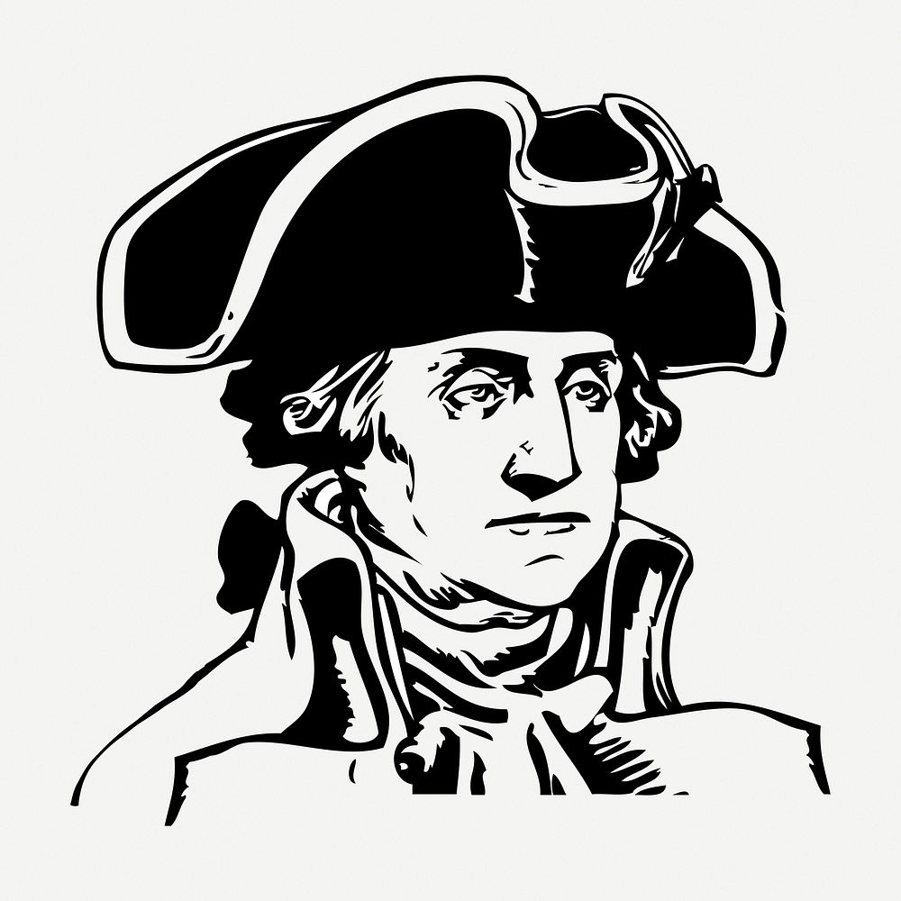 George Washington drawing clipart, famous person illustration psd. Free public domain CC0 image.