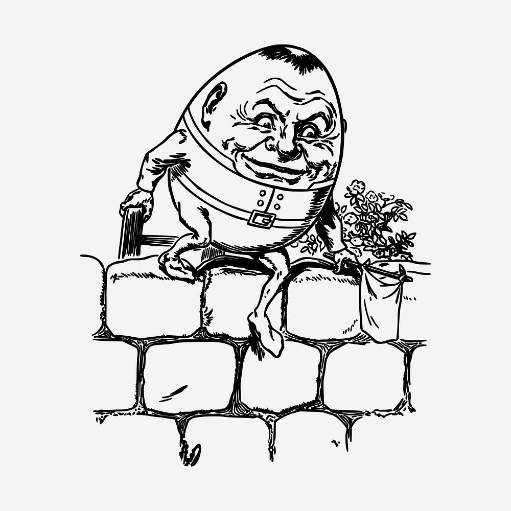 Humpty Dumpty drawing clipart, cartoon character illustration psd. Free public domain CC0 image.