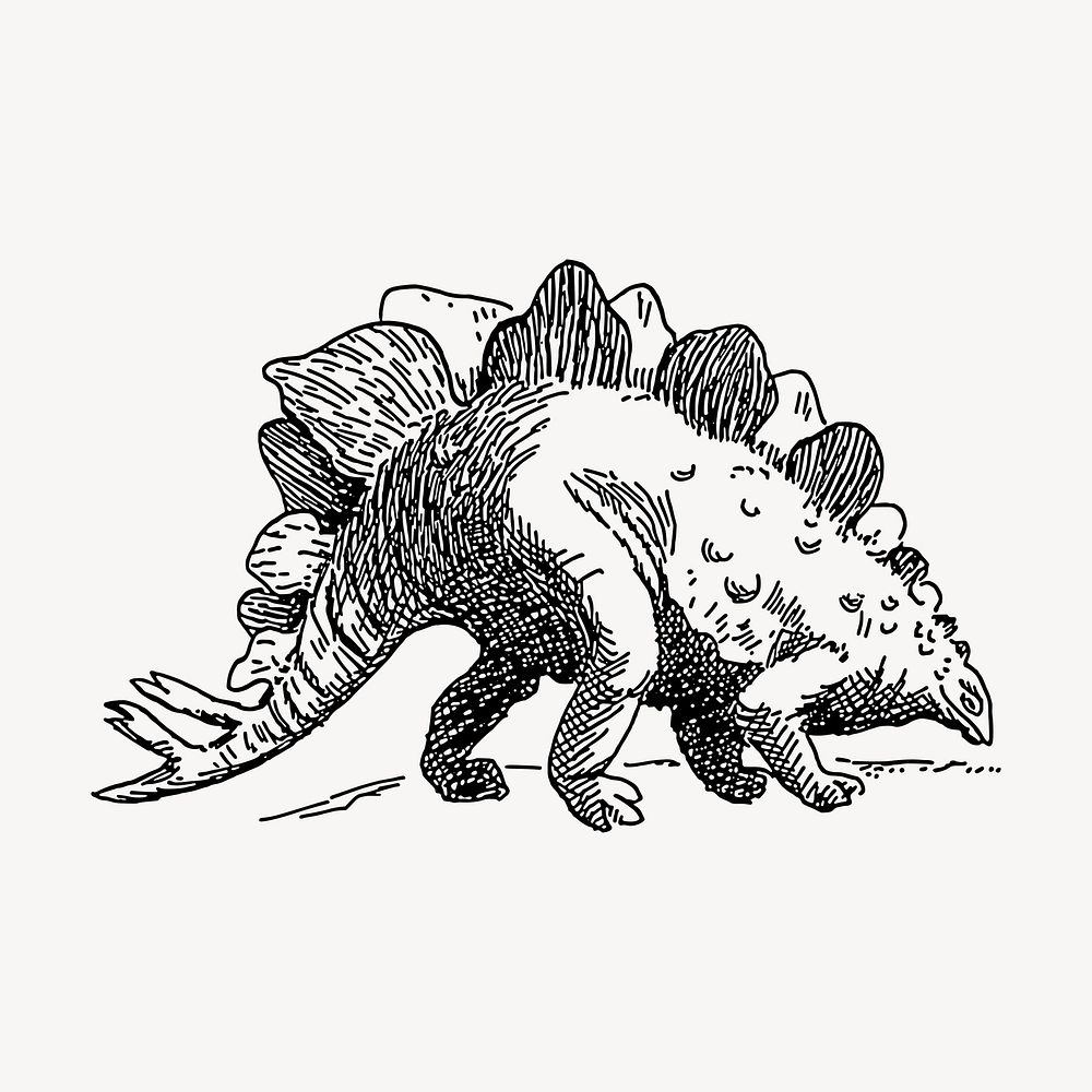 Dinosaur hand drawn clipart,  Stegosaurus illustration vector. Free public domain CC0 image.
