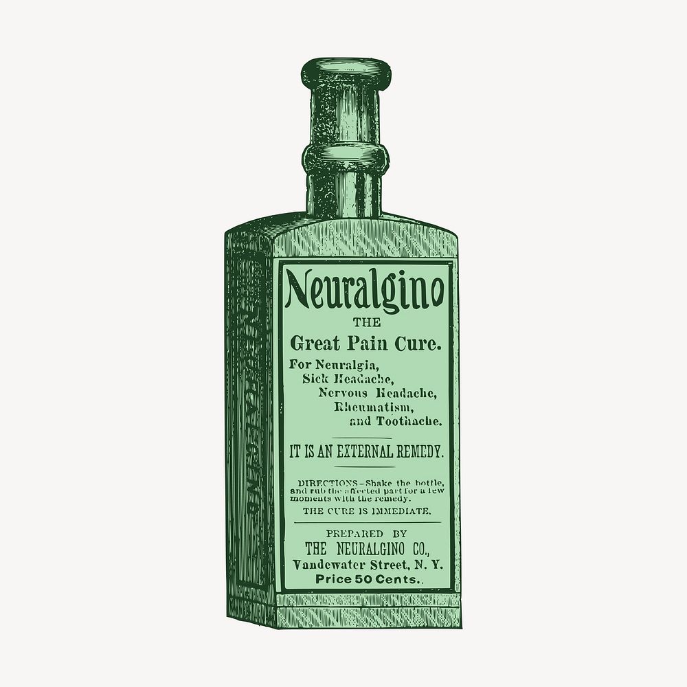 Green bottle clipart, medicine illustration vector. Free public domain CC0 image.