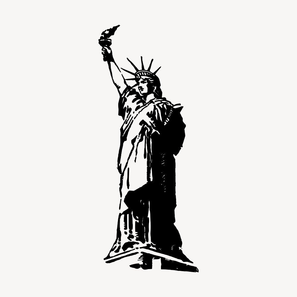 Statue of Liberty hand drawn clipart, sculpture illustration vector. Free public domain CC0 image.