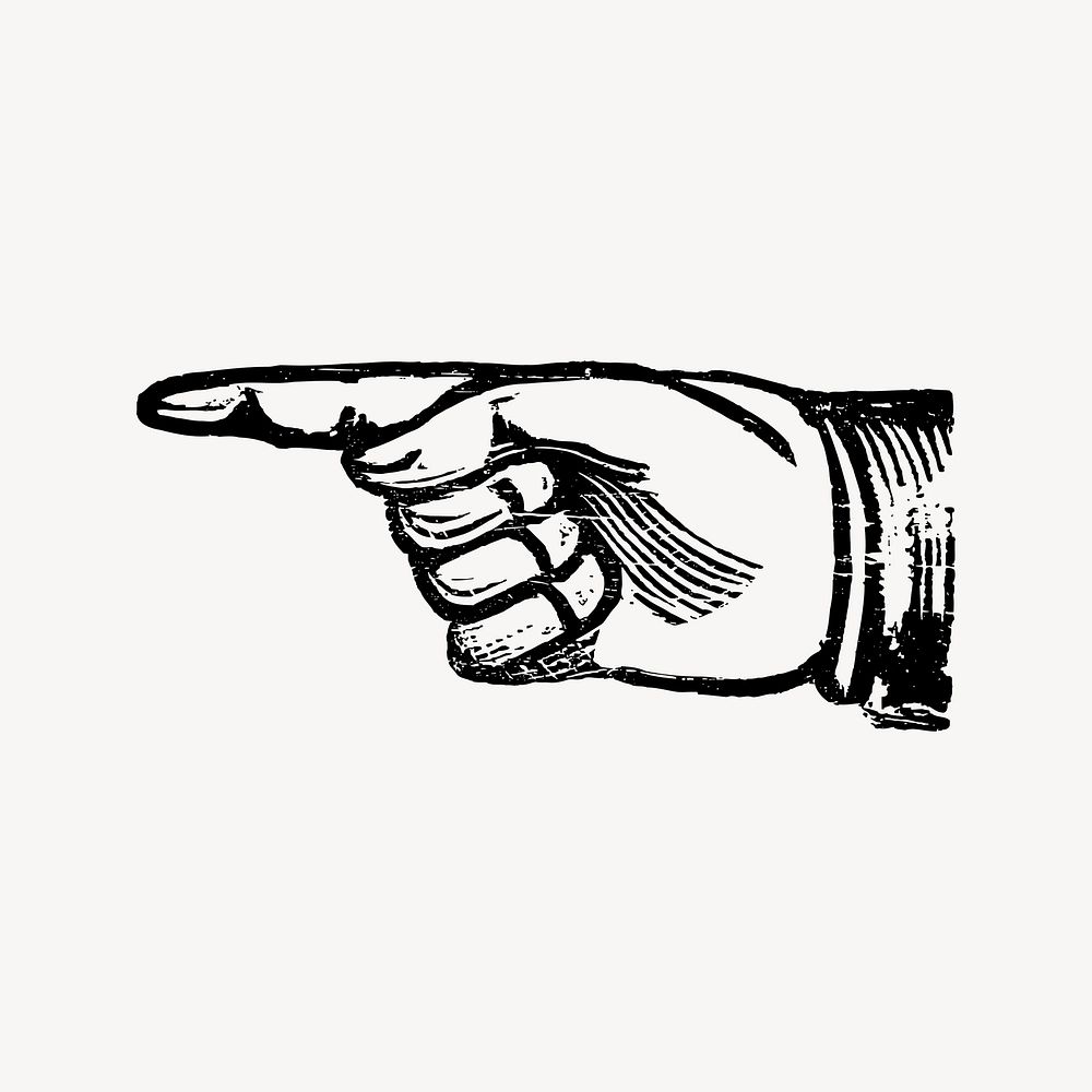Finger pointing hand drawn clipart, gesture illustration vector. Free public domain CC0 image.