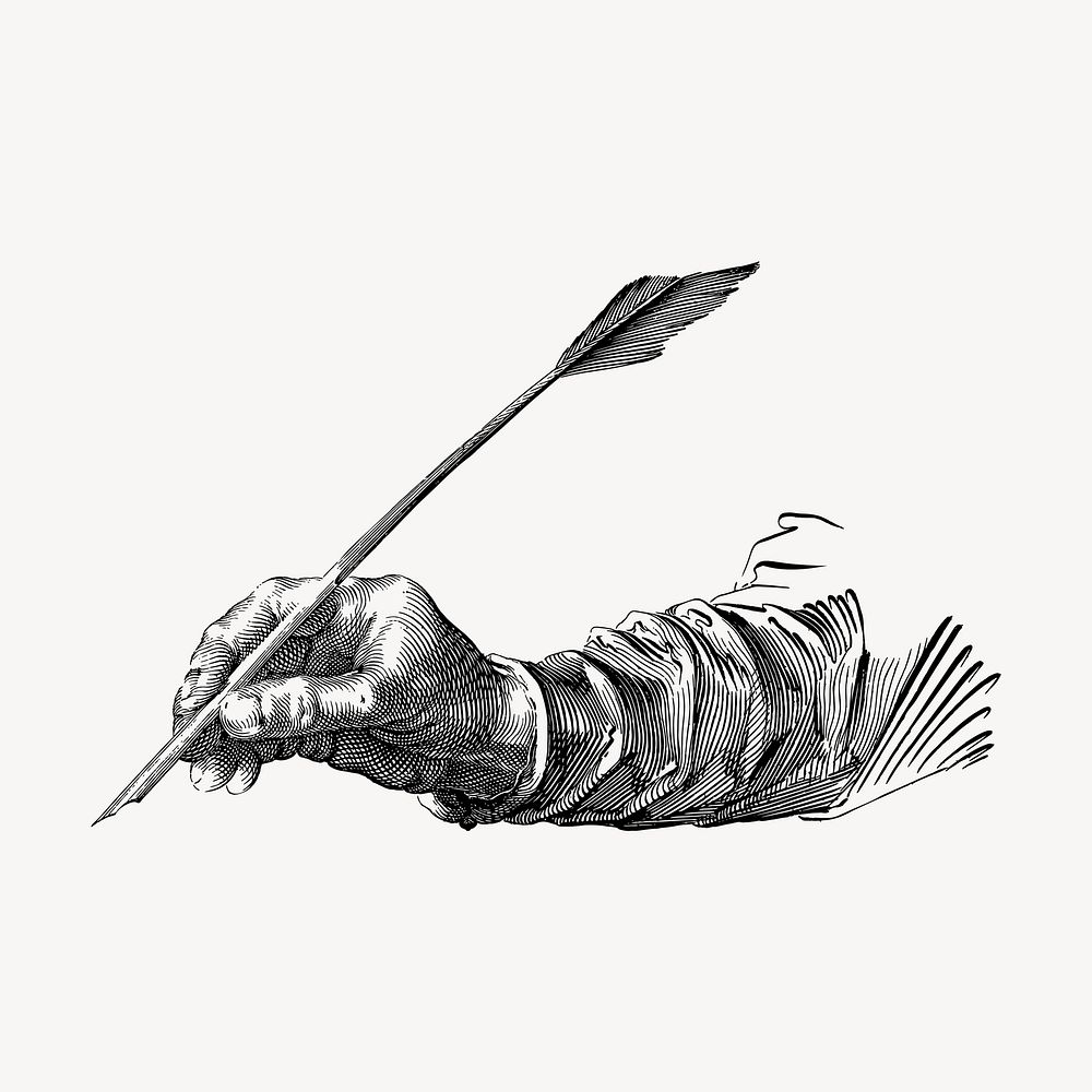 Writing hand drawing clipart, studying illustration vector. 