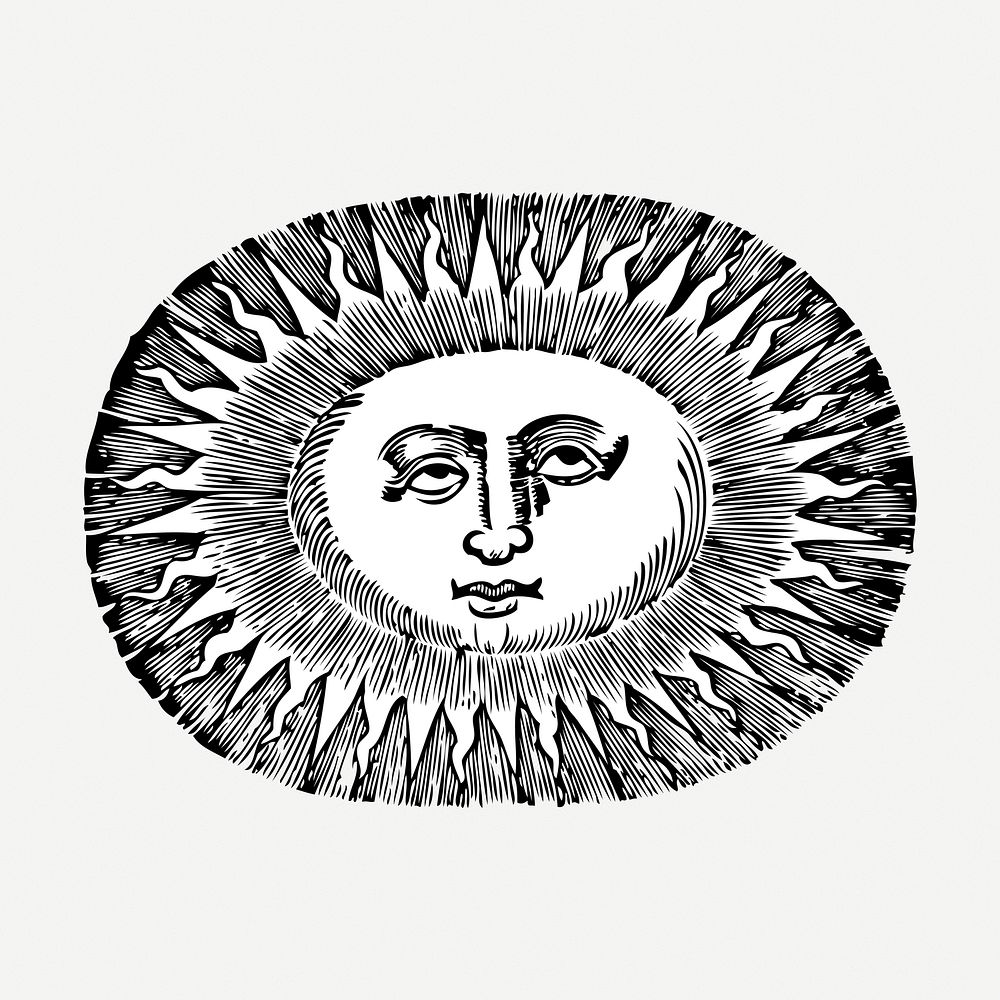 Oval sun drawing clipart, surreal | Free PSD - rawpixel