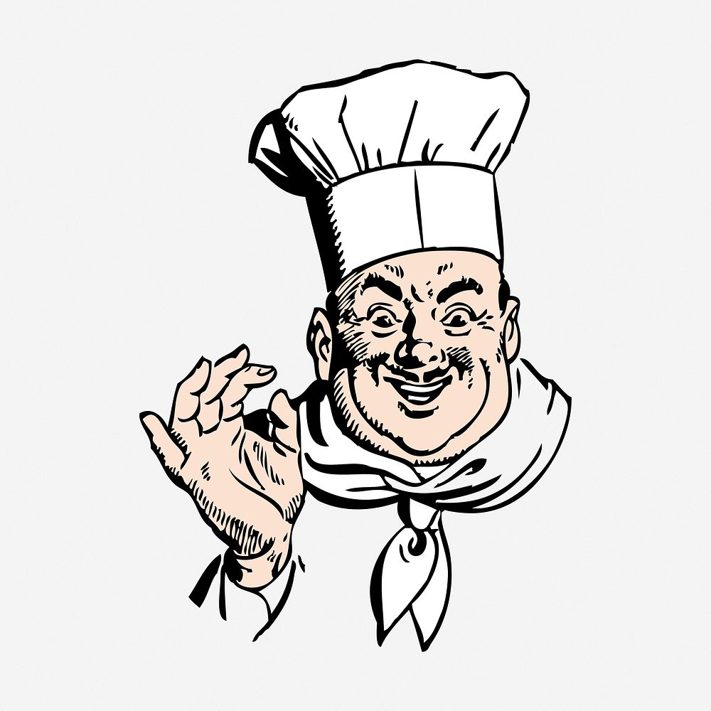 Chef hand drawn illustration. Free public domain CC0 image.